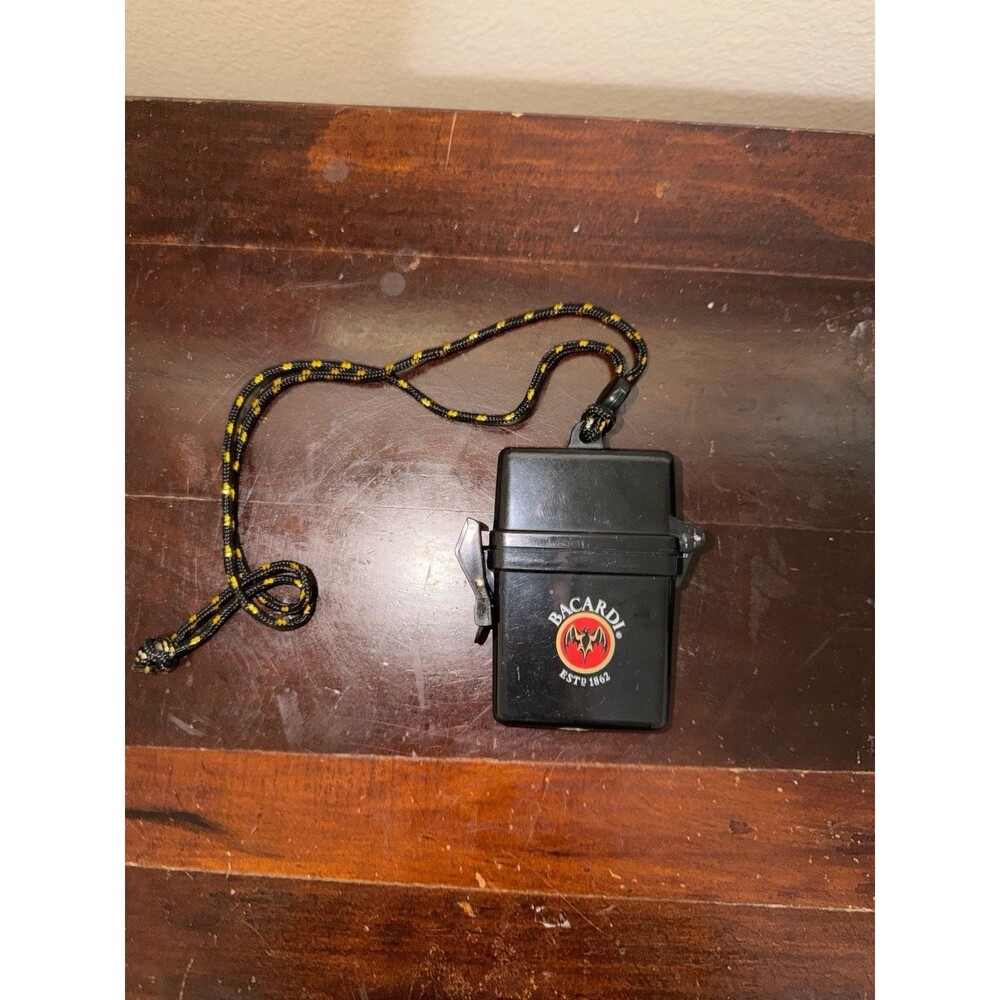 Bacardi Rum Travel Case ID Holder On Black & Glad Rope Advertisement